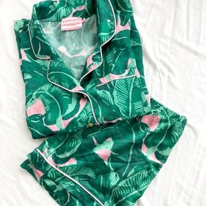 Satin Banana Leaf Pajama Short Set